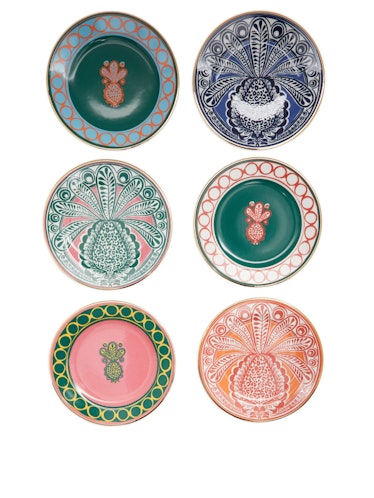 Set of Six 18kt-Gilded Porcelain Dessert Plates