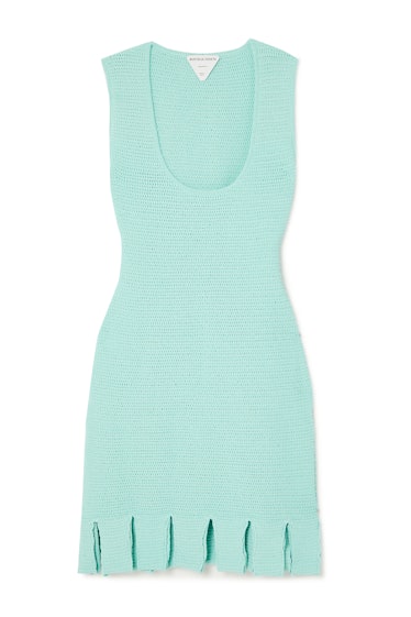 Open-Knit Cotton-Blend Mini Dress
