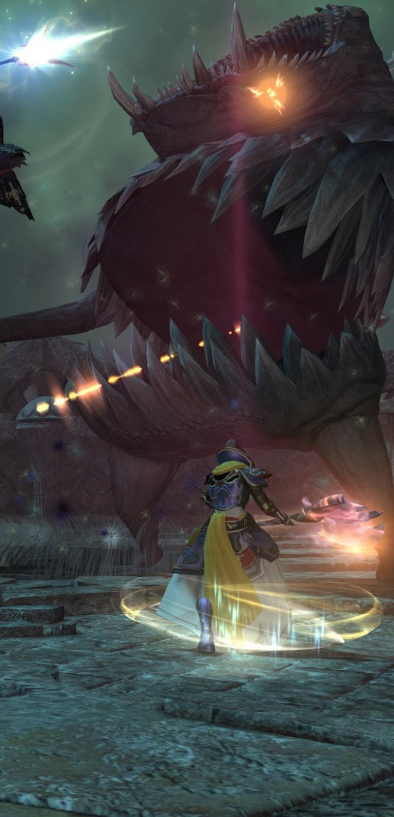 players fighting giant monster in ffxiv