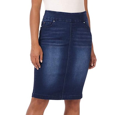 Rekucci Jeans Pull-On Stretch Denim Skirt