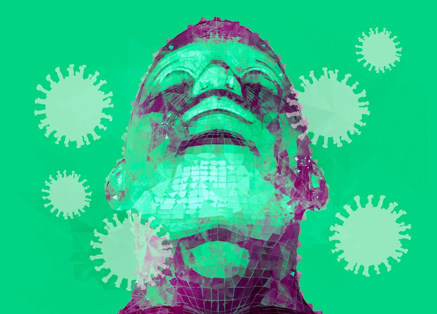 conceptual image of man with Covid-19