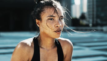 Woman sweating