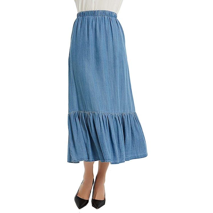 Tronjori Tencel Denim Long Skirt