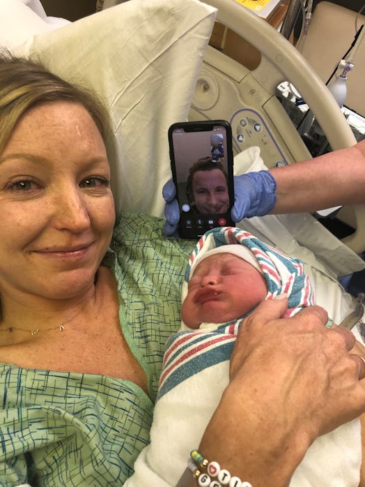My husband and I communicated via FaceTime as I gave birth to our son.