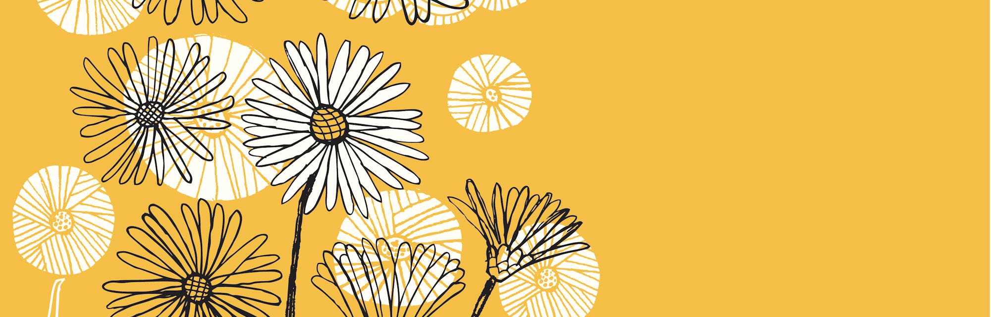 An illustration of bees around flowers.