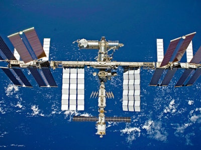 The International Space Station with Earth in the background. 