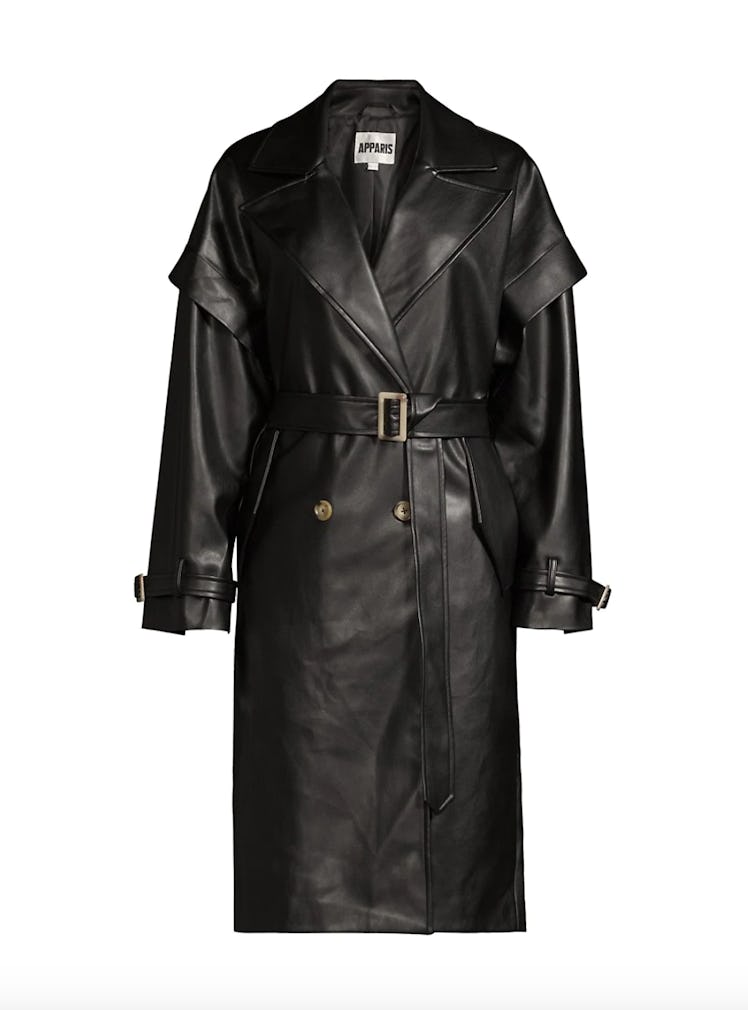 Natalia Leather-Look Trench Coat
