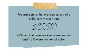 U.S. Bureau of Labor Statistics showing the pre-pandemic average salary of a child care worker