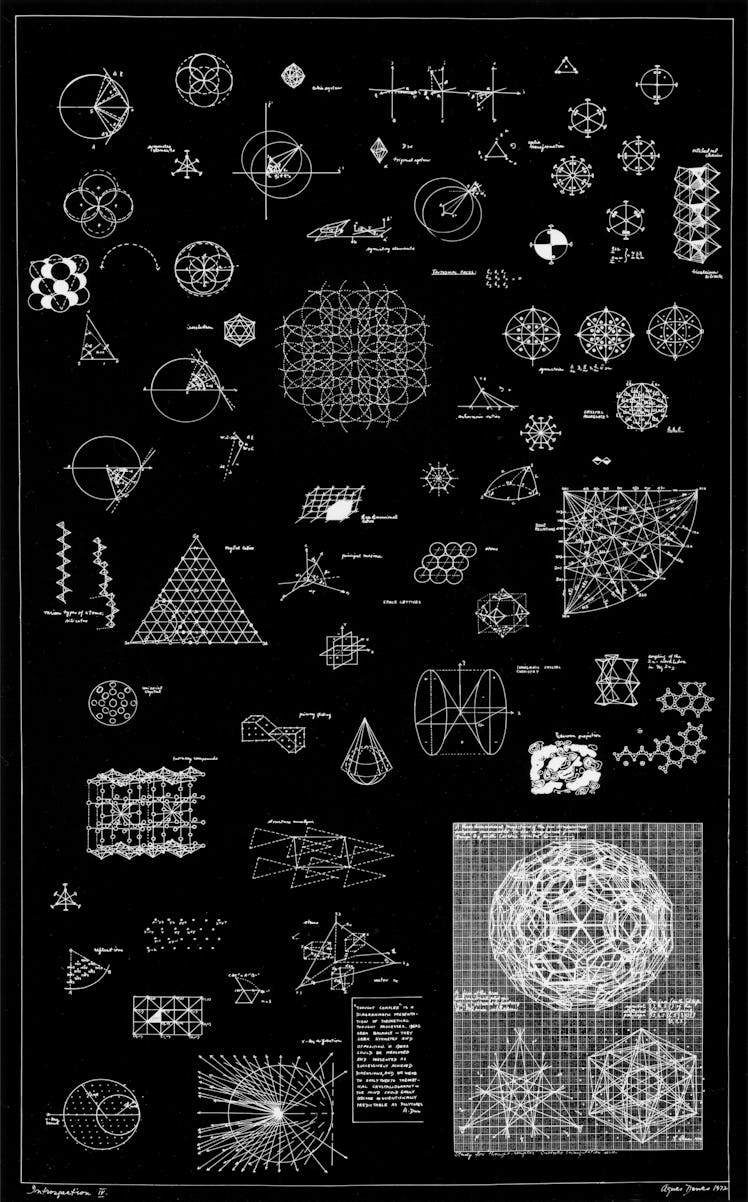 Artwork by Agnes Denes featuring various shapes and representing quarantine brain fog