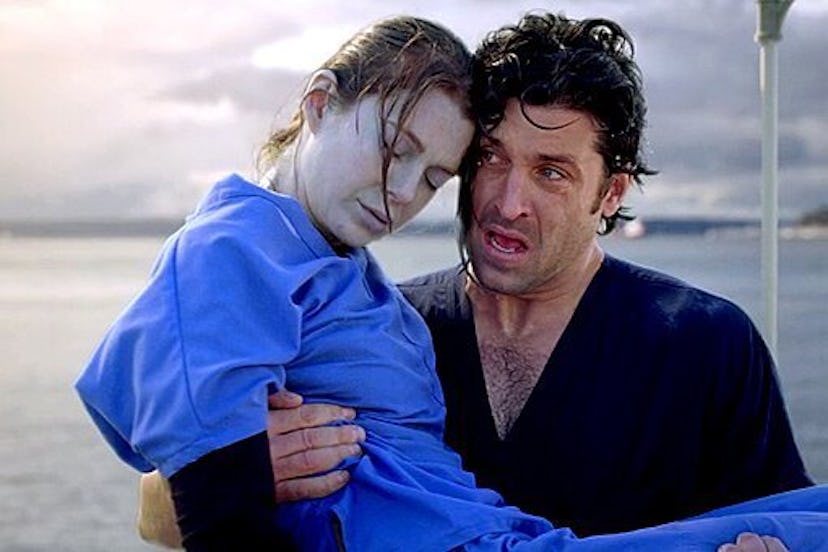 Dereth rescues Meredith from the water on 'Grey's Anatomy.' Photo via ABC