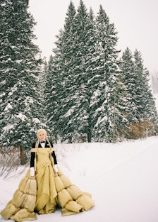 Lindsey Vonn wearing a yellow Thom Browne gown