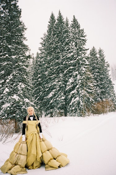 Lindsey Vonn wearing a yellow Thom Browne gown