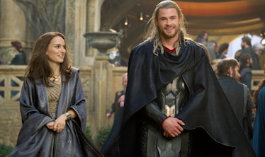 Natalie Portman as Jane Foster and Chris Hemsworth as Thor in Thor: The Dark World