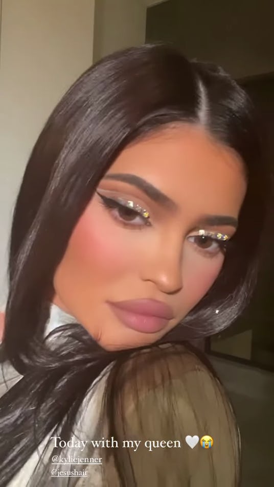 Kylie Jenner with rhinestone eyeliner