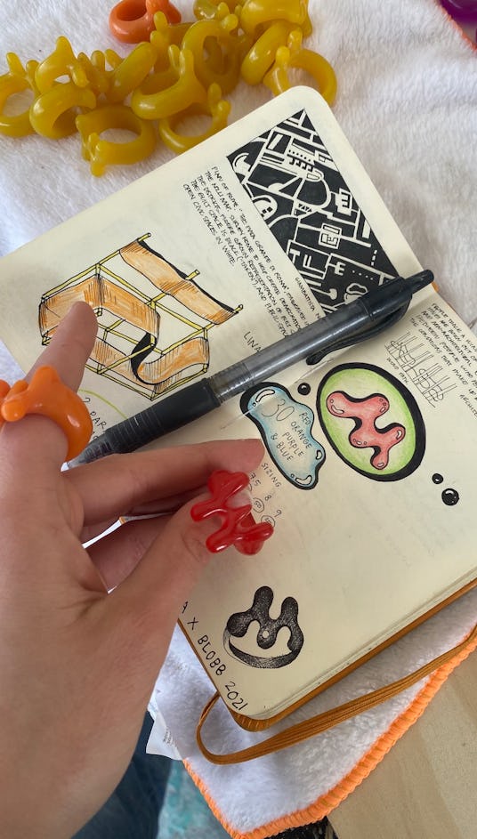 Sofia Elias working on the Mowalola x Blobb "Gummy" ring.