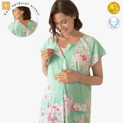 Ekouaer Nursing Gown 3 in 1 Delivery/Labor/Nursing Nightgown Women  Maternity Hospital Gown Zipper Breastfeeding Sleepwear