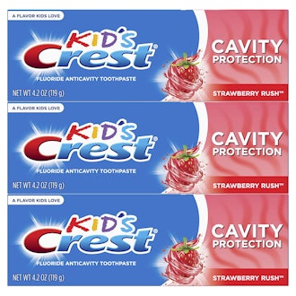 This strawberry toothpaste is one of the best non-mint toothpastes.