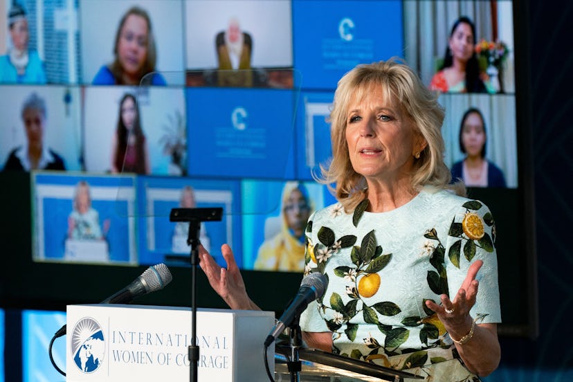 Twitter Thinks Jill Biden's Lemon-Print Dress Is A Nod To Meghan Markle