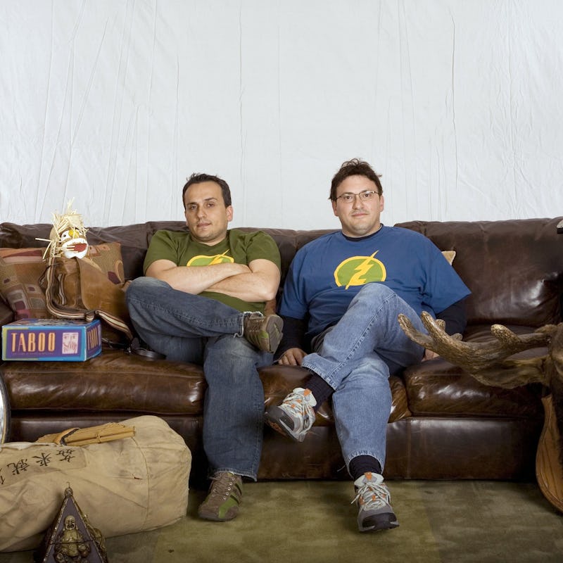 Russo Brothers on a couch