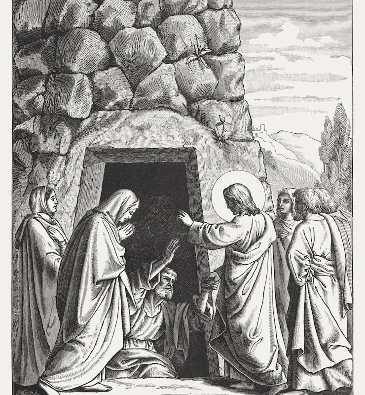 Jesus raising Lazarus from the dead illustration