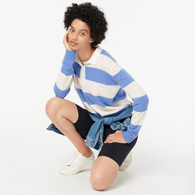 Collared Cashmere Sweater in Rugby Stripe