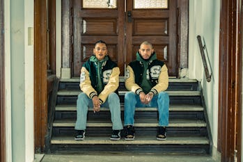 STADIUM leather varsity jacket and hoodie
