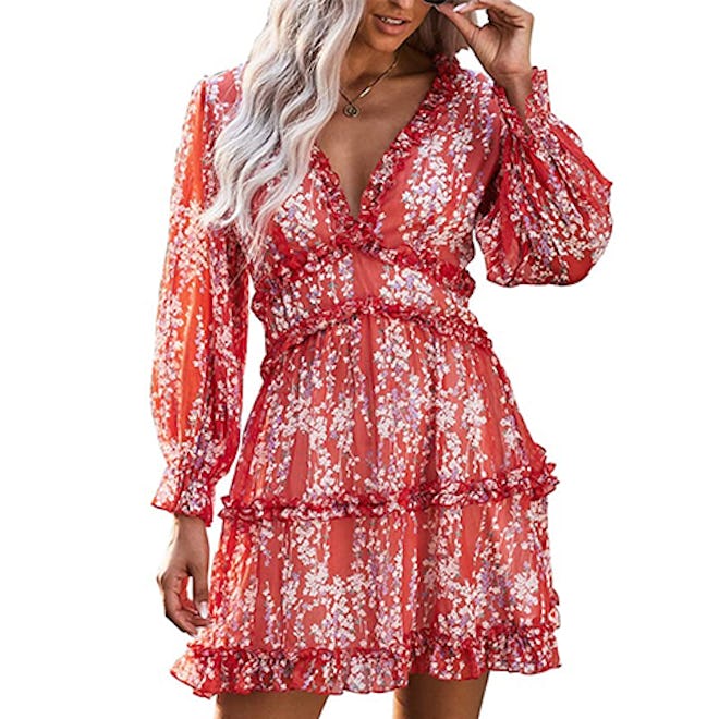 Happy Sailed Long Sleeve Ruffle Backless Mini Dress