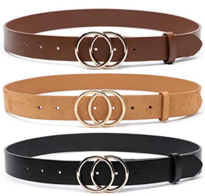 MORELESS Faux Leather Waist Belt (3-Pack)