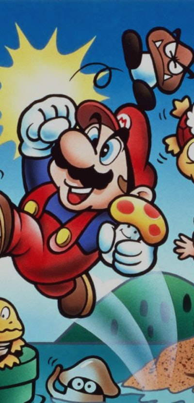 Super Mario Bros insert of Mario with enemies 