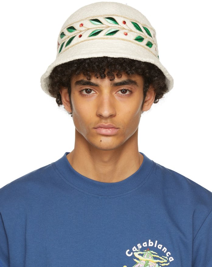 Casablanca White Laurel Panel Hat