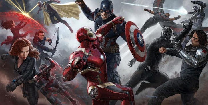 Капитан Америка и Железный Человек сражаются в Капитан Америке: гражданская война