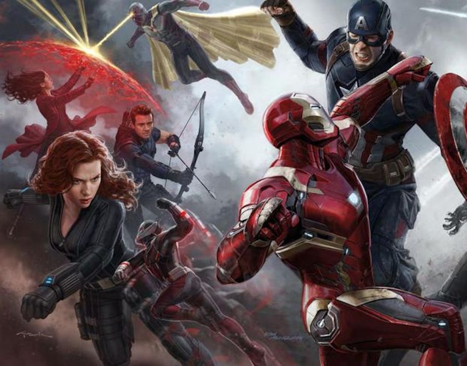 Kapitan Ameryka i Iron Man Fighting in Captain America: Civil War