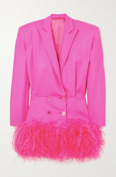 Feather-Trimmed Wool-Blend Twill Mini Dress
