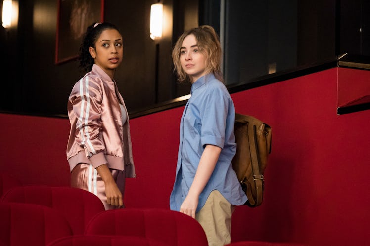 Liza Koshy as Jasmine Hale, Sabrina Carpenter as Quinn Ackerman of Work It. Cr. Brendan Adam-Zwellin...