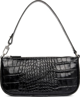 By Far Black Croc Rachel Shoulder Bag