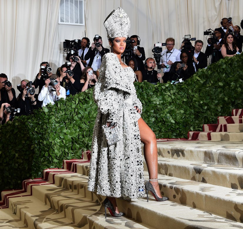 Rihanna arrives for the 2018 Met Gala on May 7, 2018, at the Metropolitan Museum of Art in New York....