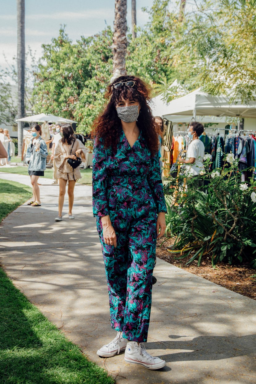 Street style look from the Pickwick Vintage Show, April 2021.