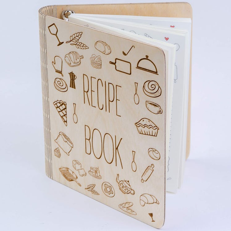 Wooden Blank Recipe Book Binder - Personalized Recipe Notebook - Family Cookbook Journal Custom Sket...