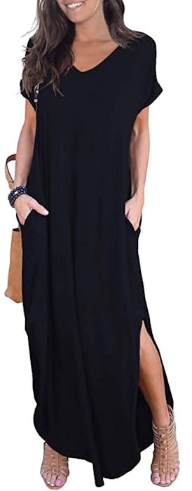 GRECERELLE Women's Casual Loose Pocket Long Dress 