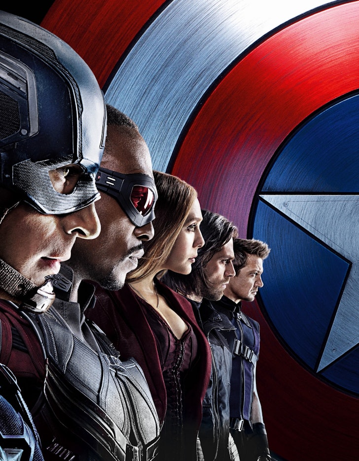 Capitão América Guerra Civil Poster com todos os personagens que enfrentam certo