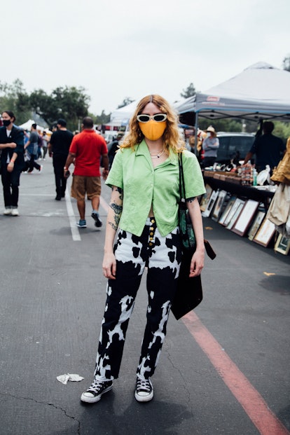 Street style from the Rose Bowl Flea Market reopening, April 2021.