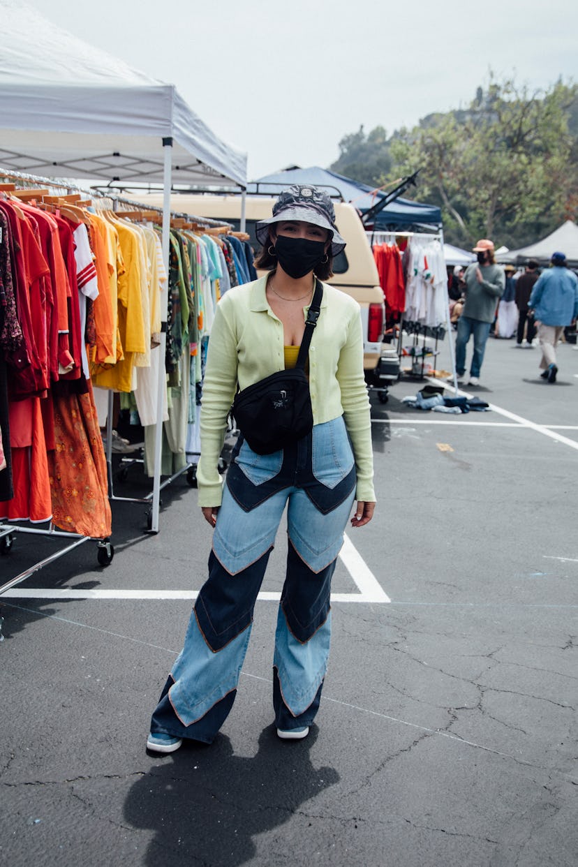 Street style from the Rose Bowl Flea Market reopening, April 2021.