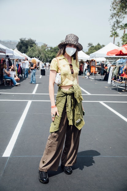 Street style from the Rose Bowl Flea Market reopening, April 2021.