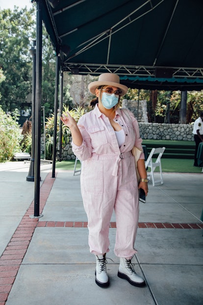Street style look from the Pickwick Vintage Show, April 2021.