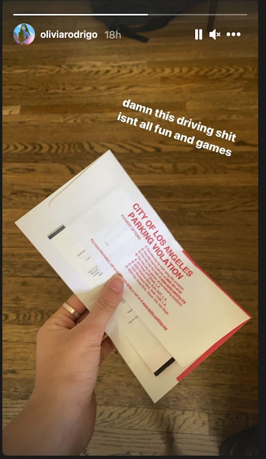 Olivia Rodrigo posts a photo of her parking ticket.