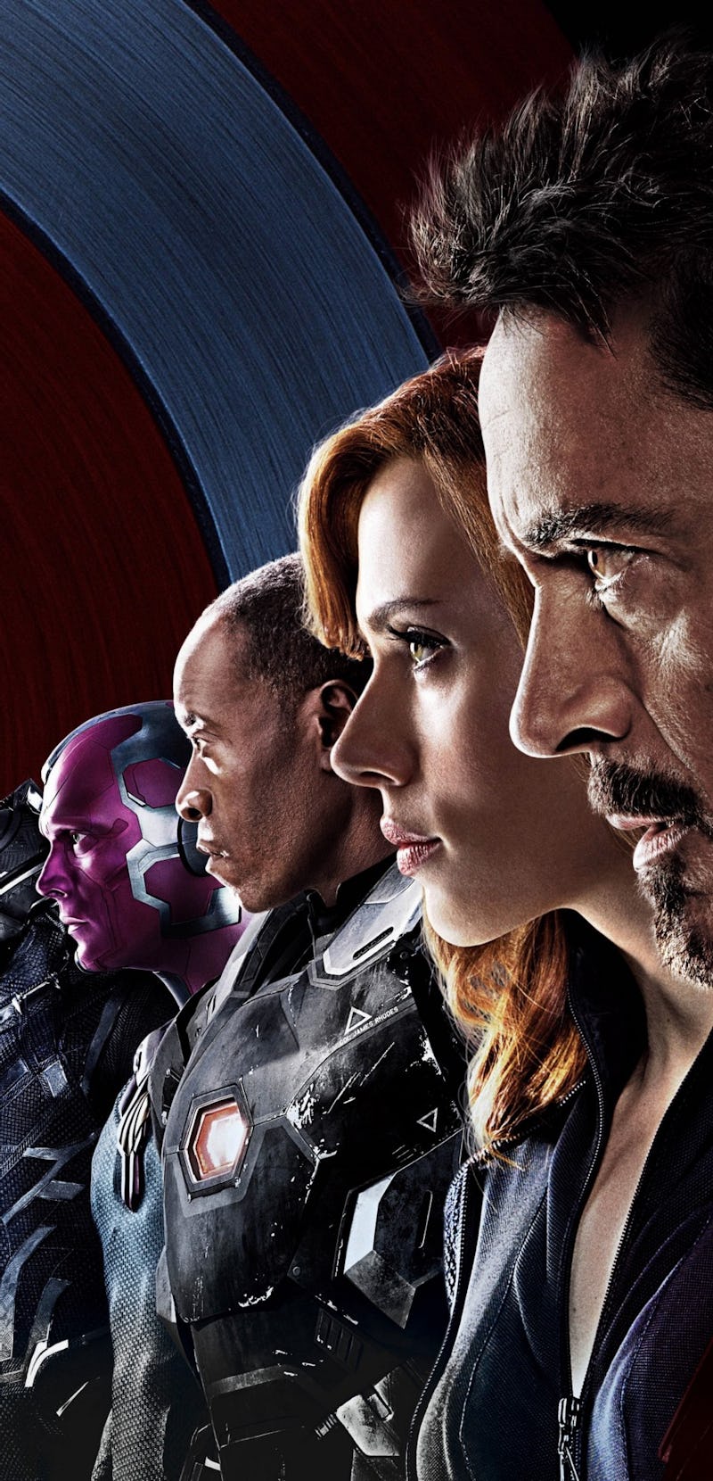 Captain America Civil War poster with characters facing left