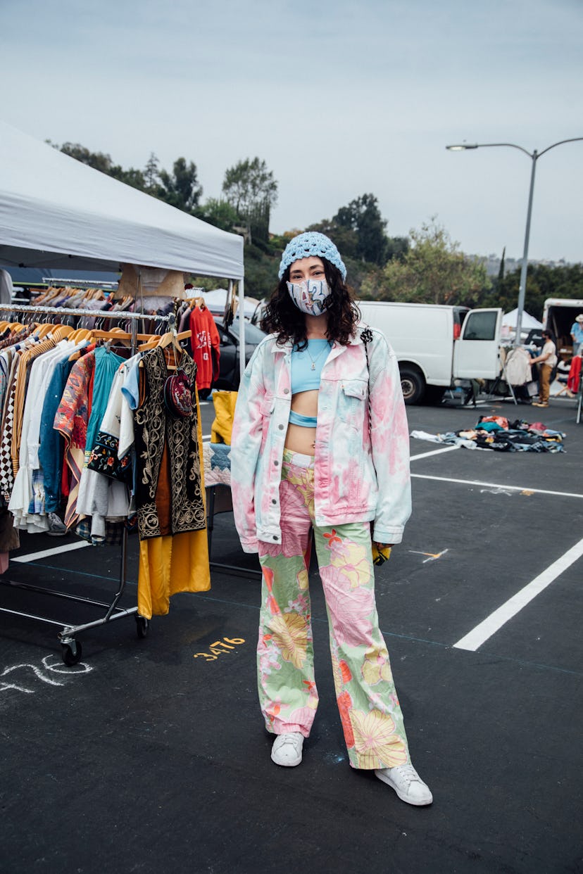 Street style from the Rose Bowl Flea Market reopening, April 2021.