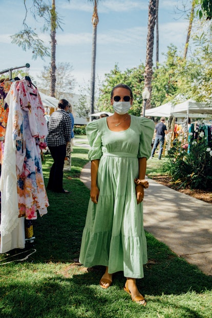 Street style look from the Pickwick Vintage Show, April 2021.