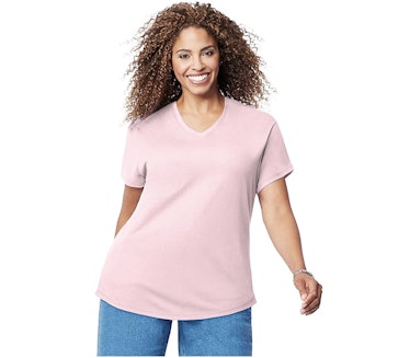 Just My Size Plus-Size V-Neck T-Shirt
