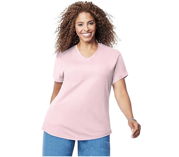 Just My Size Plus-Size V-Neck T-Shirt